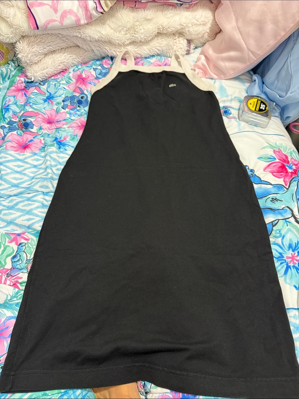 Lacoste women Black Tank Dress with Cream Trim size 38